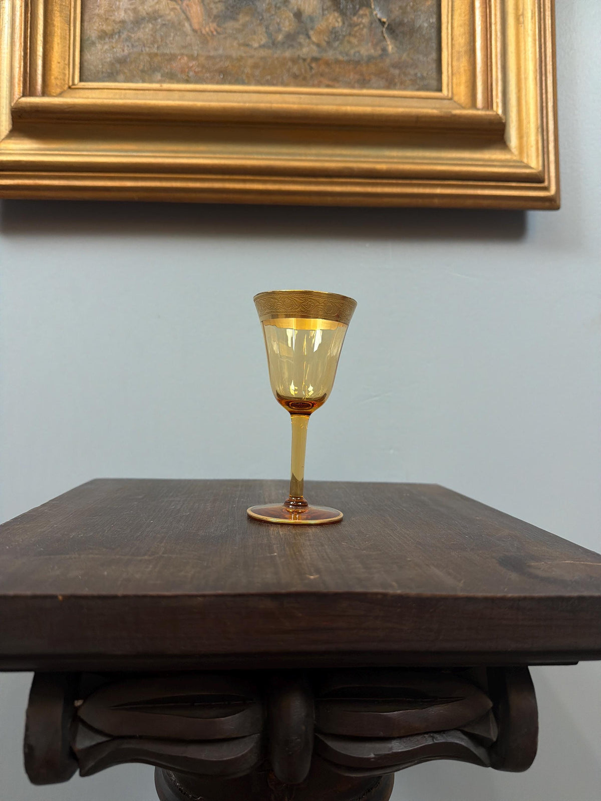Vintage Amber Cordial Glasses Gold Rim Small Liqueur Glass Set of 5 Elegant Barware