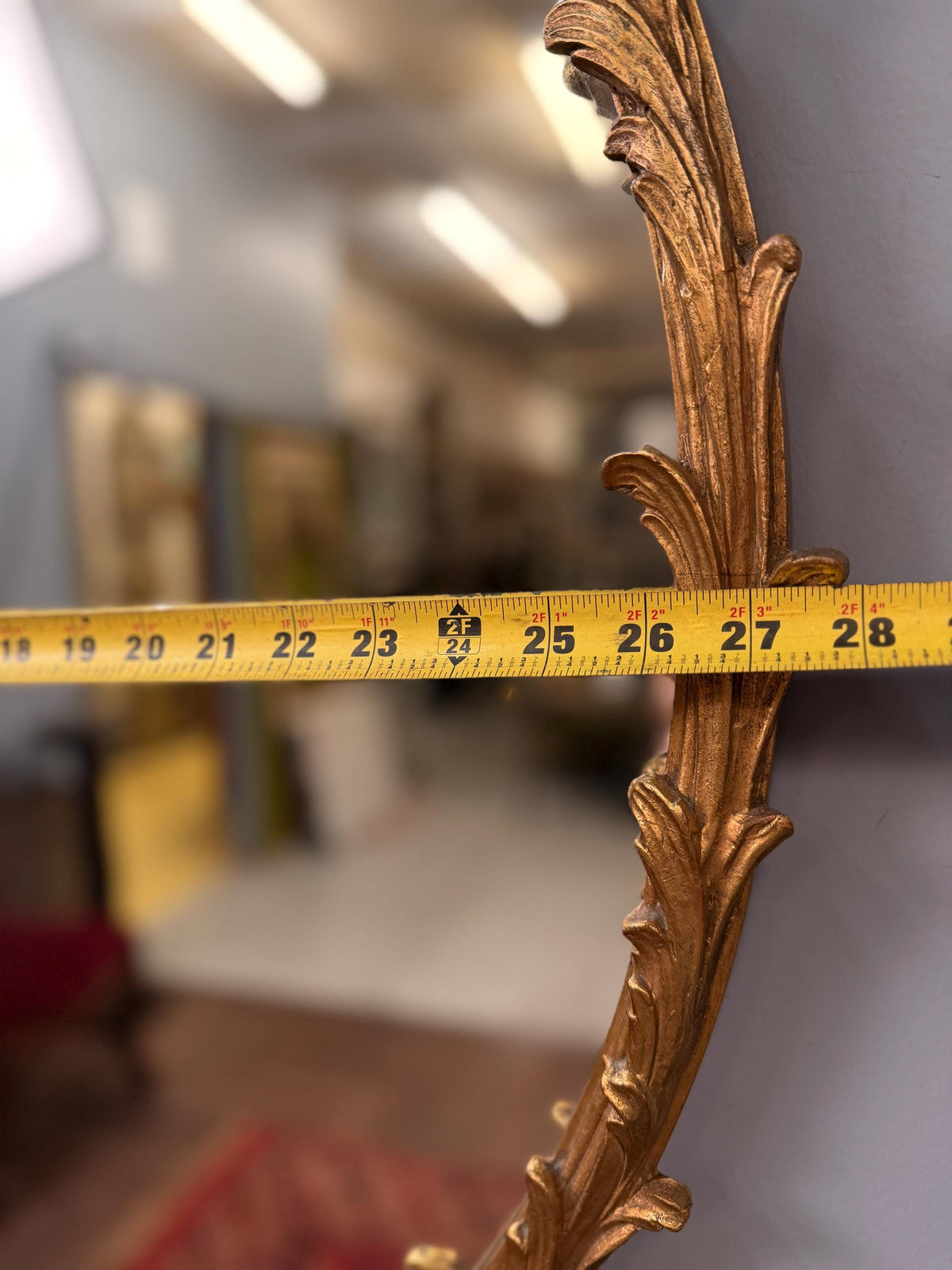 Vintage French Rococo Oval Wall Mirror, Revival Gilt Wood Ornate Louis XV Style