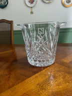 Vintage Cut Crystal Ice Bucket Elegant Starburst Design Heavy Clear Glass Handles Barware Centerpiece Gift Idea Display Timeless Charm