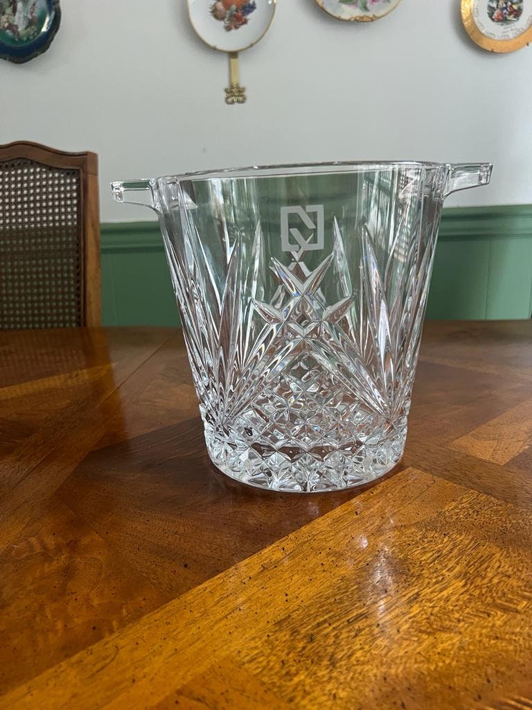 Vintage Cut Crystal Ice Bucket Elegant Starburst Design Heavy Clear Glass Handles Barware Centerpiece Gift Idea Display Timeless Charm