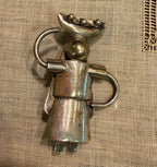 Vintage Mexican Sterling Silver Figural Woman Brooch, CHE Mexico 925 Folk Art Pin