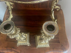 Antique Pair Candlestick Holders Elegant Figurine Design Victorian Style Decorative Accent Pieces Mantel Table Shelf Display Home Decoration