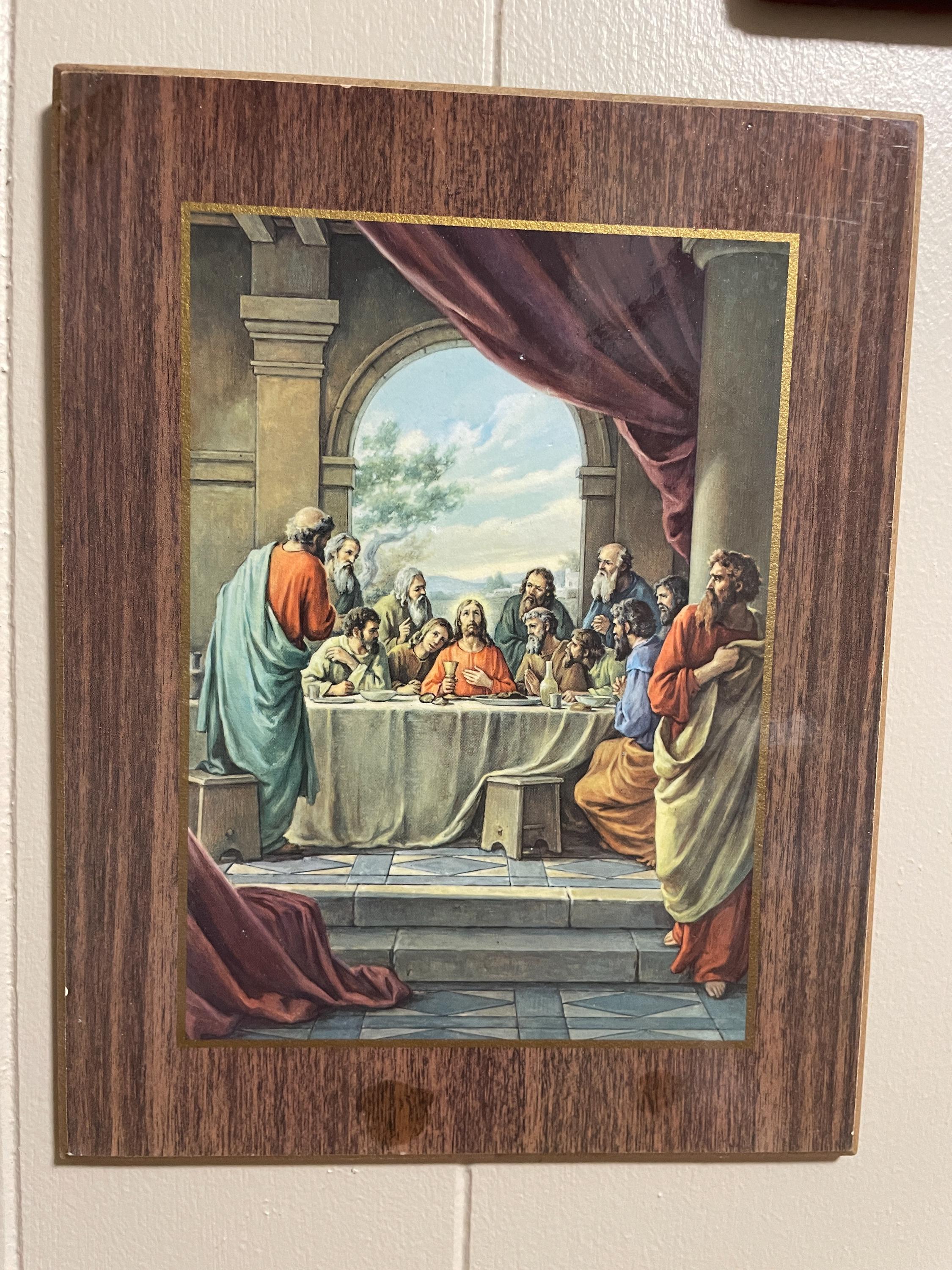 Vintage Small Framed Last Supper Print   religious Wall Hanging Christmas Gift Christian Art Religion Home Church Decorations Wall Art