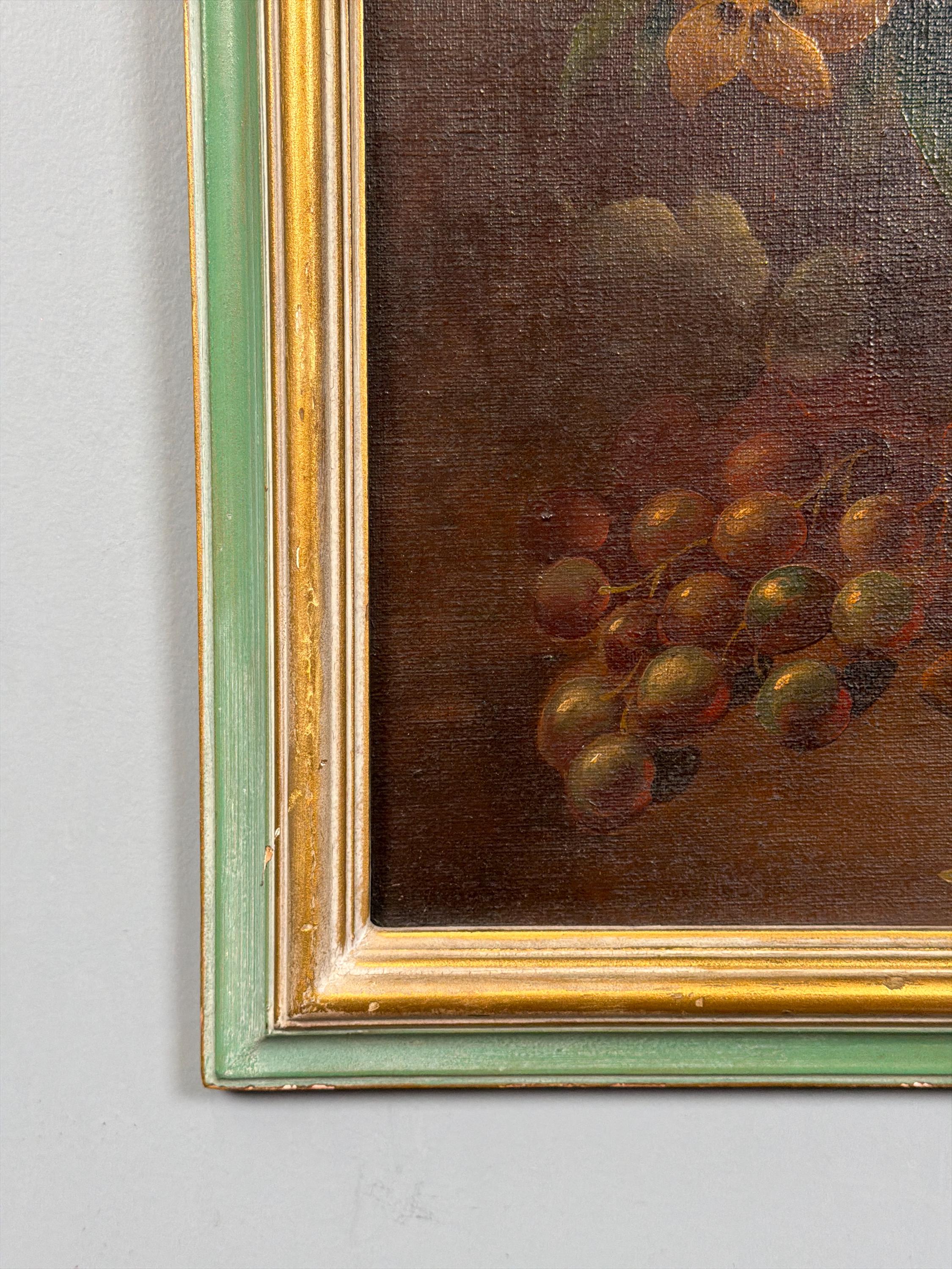 Vintage Floral Oil Painting, Ornate Gilt Frame, European Still Life Bouquet Decor
