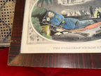 Antique Currier & Ives “The Soldier’s Dream of Home” 1860s Original Hand-Colored Lithograph Civil War Era Medium Folio, Antique Framed Print