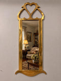 Vintage Beveled Brass Rectangular Entryway Wall Mirror with Heart Detail, 44” Tall