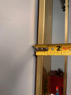 Vintage Beveled Brass Rectangular Entryway Wall Mirror with Heart Detail, 44” Tall