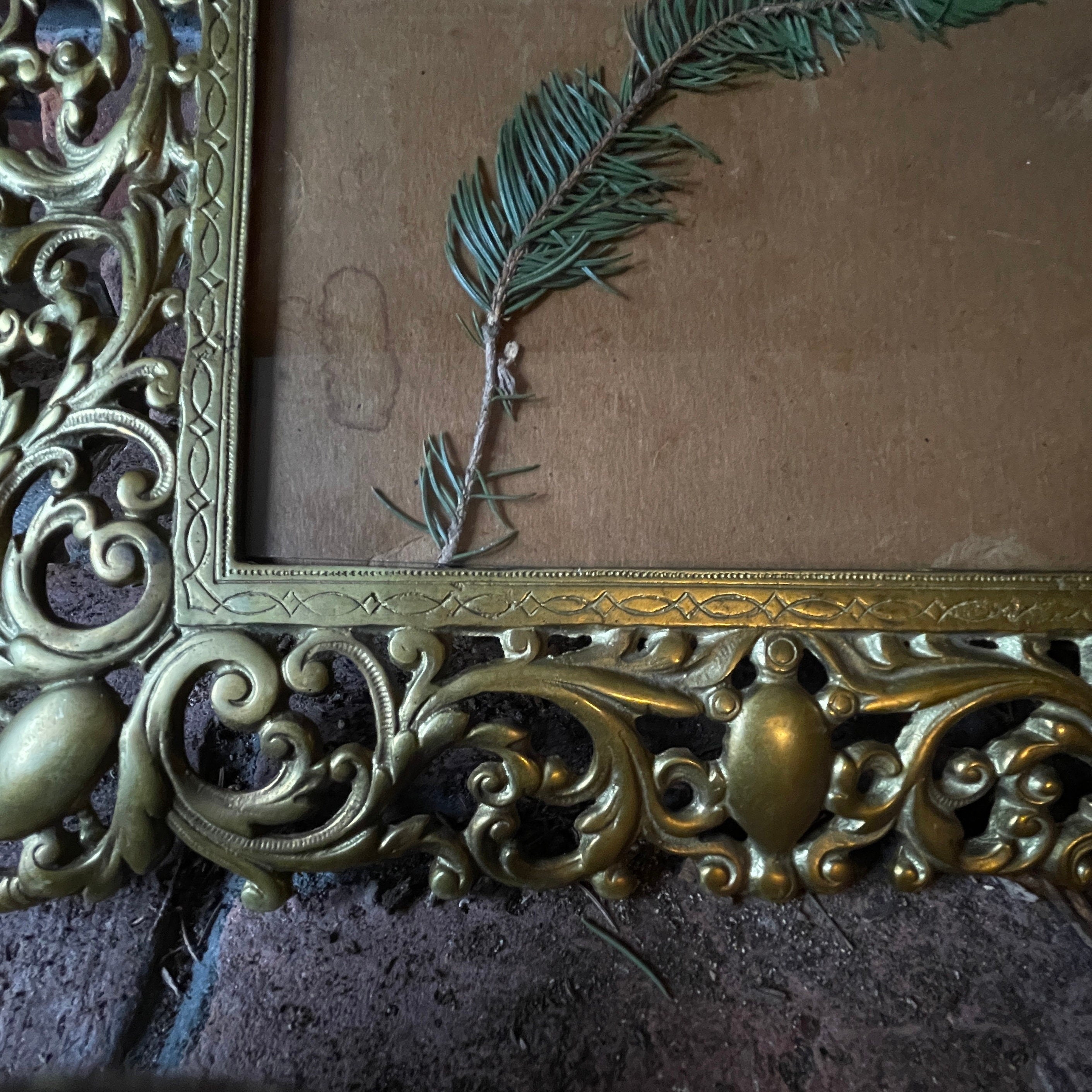 Vintage Victorian Style Gold Brass Pictures Frame with Easel Back 16"12"