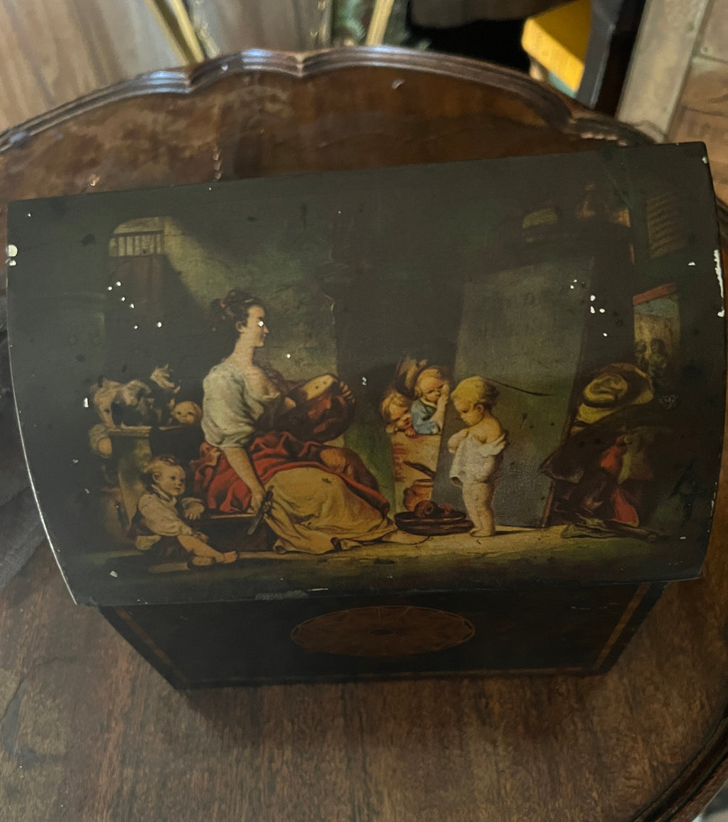 Vintage William Crawford Biscuit Tin, Classical Art Dome Lid Container
