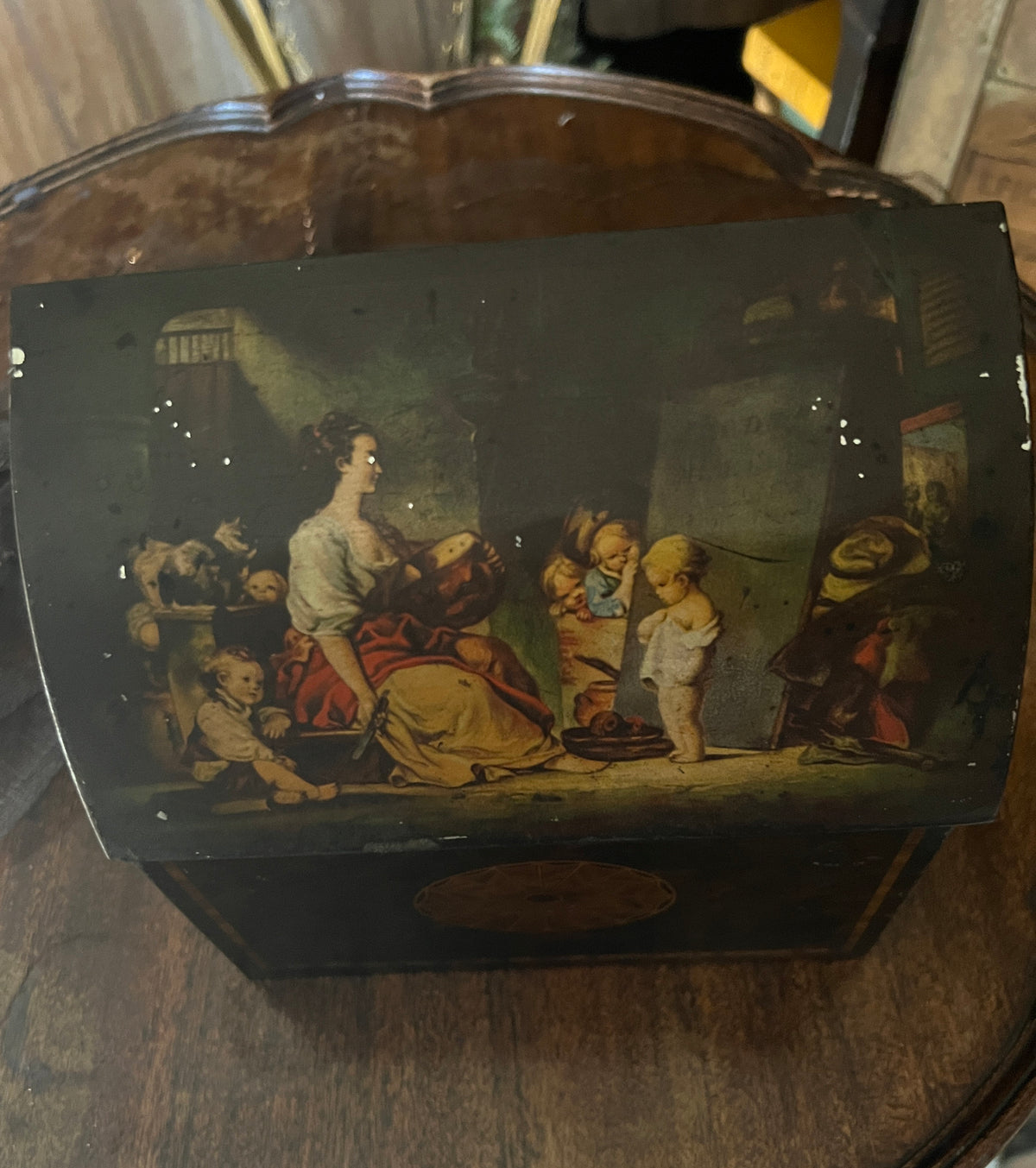 Vintage William Crawford Biscuit Tin, Classical Art Dome Lid Container