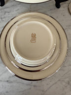 Set of 6 Lenox Solitaire Ivory Bone China Dinnerware Platinum Trim Elegant Dinnerware Set Salad Plates Dinner Plates Salt & Pepper Shakers