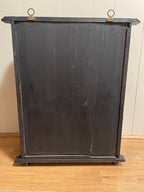 Spanish Style Ebonized / Brass Mounted 19. Century Wall Cabinet.Wood Shelf Nick Knack Wall Display Cabinet Hanging Cabinet H 22"x W 18"
