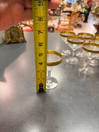 Vintage Gold Rim Etched Floral Champagne Coupe Glasses (Set of 12)
