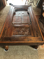 Antique Handcrafted Old Reclaimed Window Centre Table Coffee Table Bhurma Teak End Table Jarokha 1850s Unique Rustic Architectural Charm