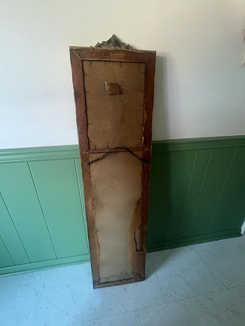 Antique French Trumeau Wall Mirror Ornate Gold Frame Etching Glass Rococo Style Large Gilded Victorian Decoration Hallway Accent Piece