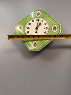 Antique German 8-Day Mechanical  Wall Clock with Floral Green Octagonal Porcelain Face, c. 1930s–1950s