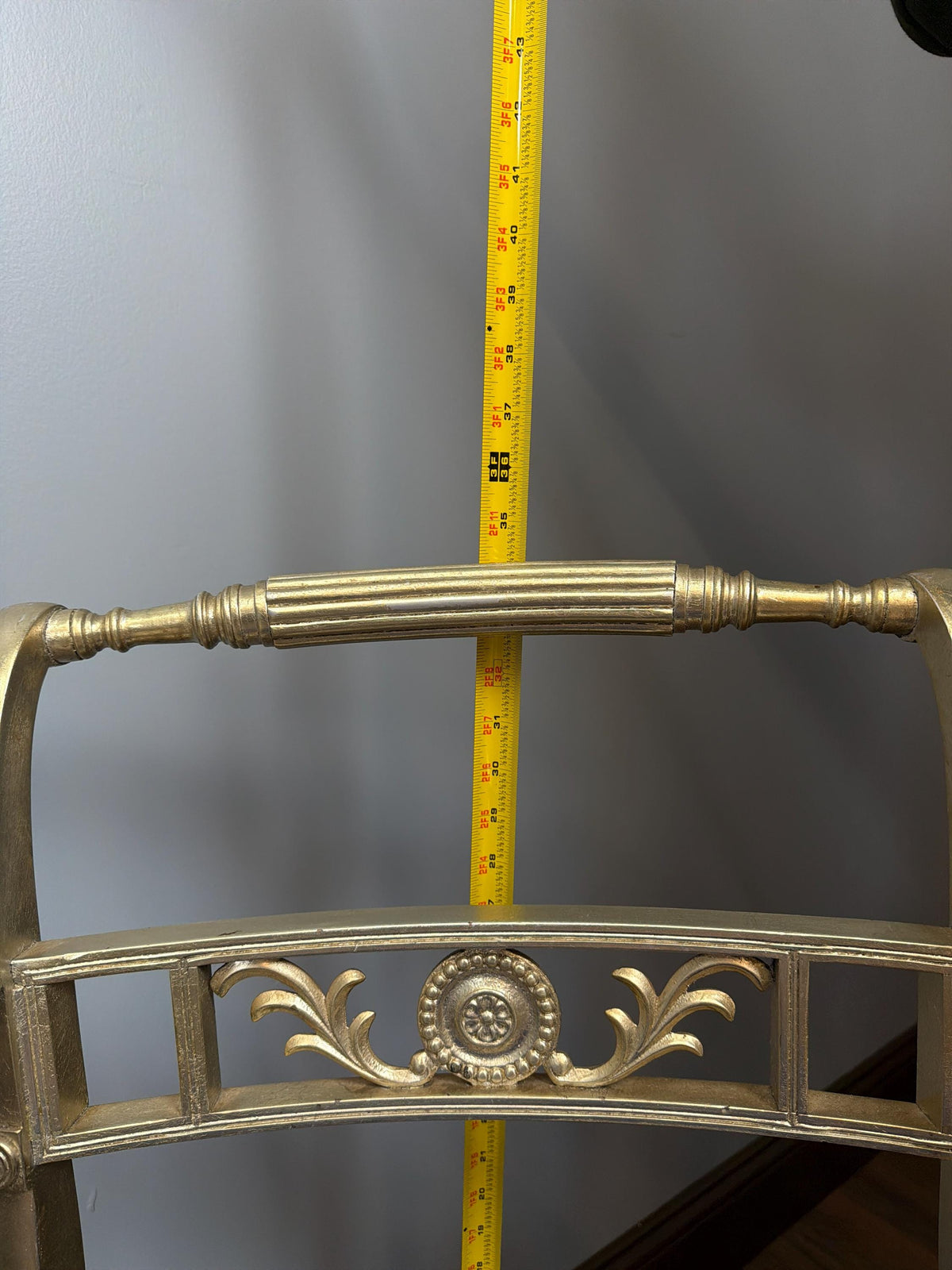 Pair Hollywood Regency Gilt Armchairs, Blue Velvet Seats, Neoclassical Scroll Accent Seating