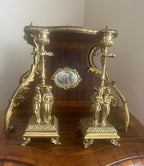 Antique Pair Candlestick Holders Elegant Figurine Design Victorian Style Decorative Accent Pieces Mantel Table Shelf Display Home Decoration