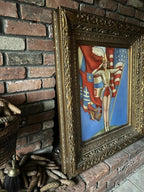 American Pin Up Girl Fourth of July Patriotic Drum Major Large Oil painting Ornate Wood Frame On Canvas American Flag Girl Painting Artwork