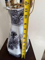 Antique Jug Pitcher Alleghany Ironstone Black Transferware Jug by R. Goddard & Co.19th C. American Pottery Romantic Pastoral Landscape Motif
