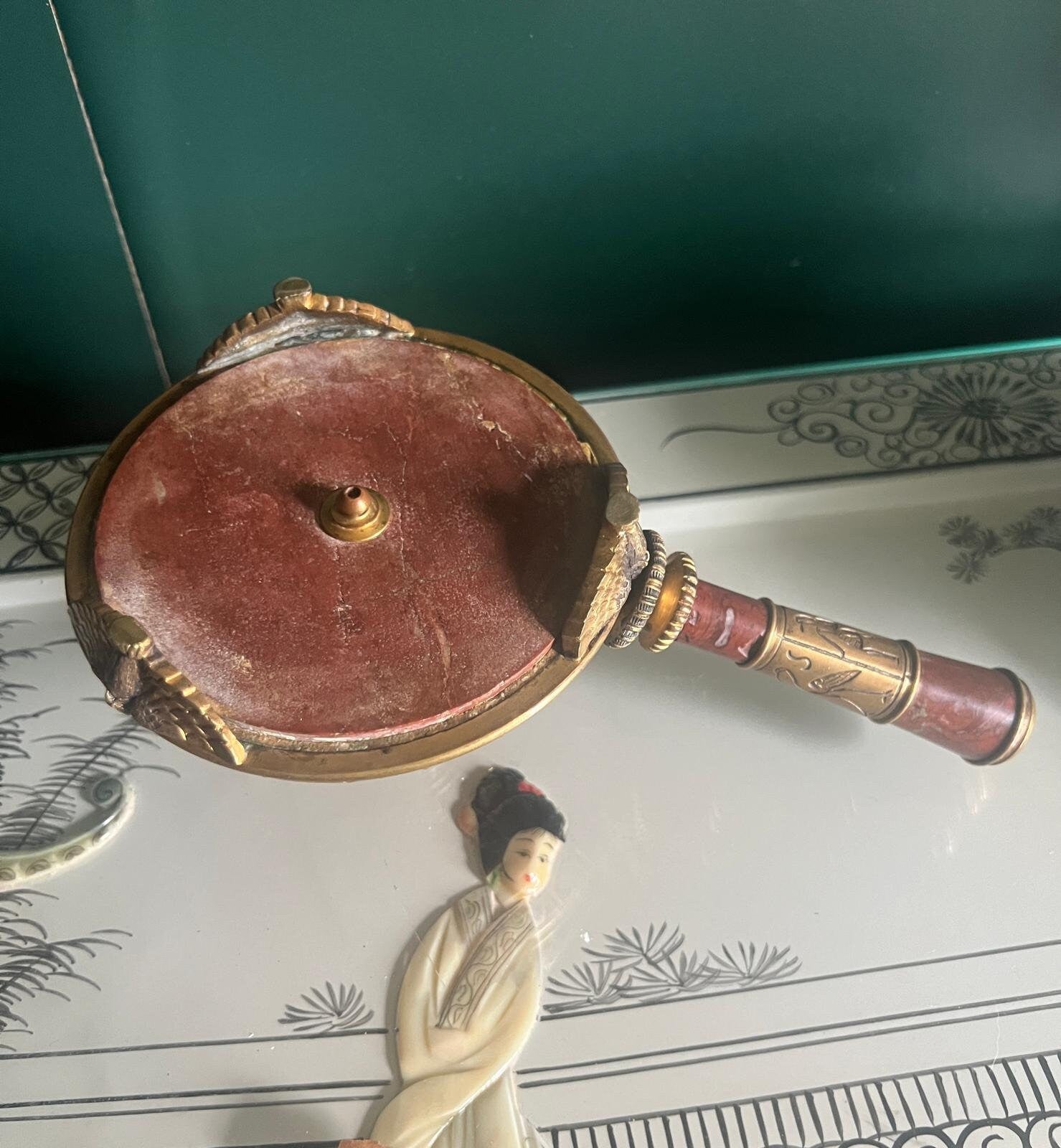 Vintage Bronze Chamberstick Candlestick Empire Style Eagle Footed Holder Marble Base Ornate Handle Decorative Lighting Home Accent Decor