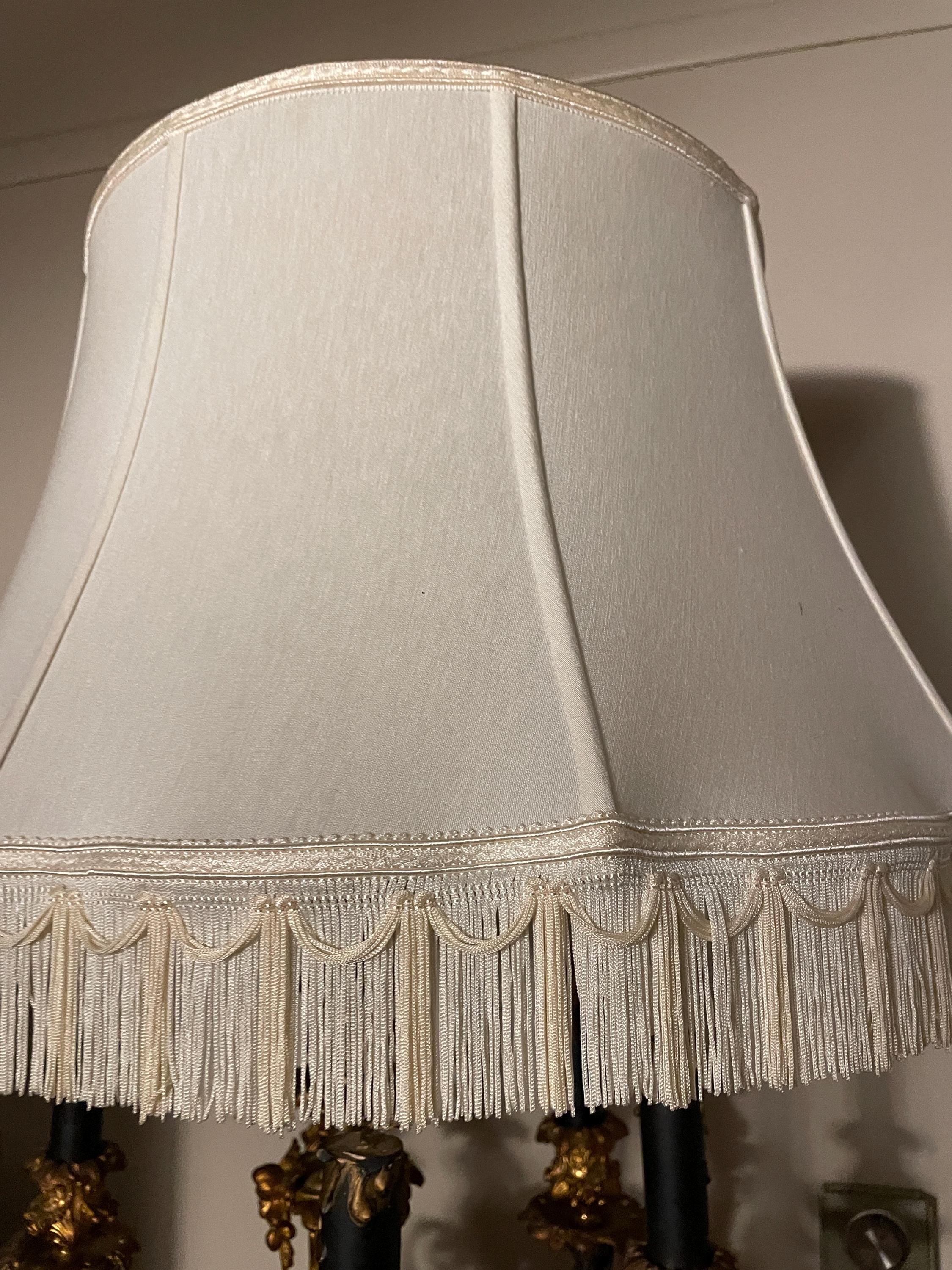 Antique Brass Candelabra Lamp Elegant Shade Vintage Ornate Lighting Decorative Table Lamp Luxurious Home Décor Timeless Classic Piece Lamp