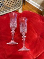 Vintage Cut Crystal Wine Glasses Set of 7 Faceted Stemware with Flared Rims  Elegant European Style Clear Glass Goblets Glassware Set