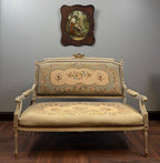 Vintage French Settee – Louis XVI Style Floral Needlepoint Loveseat