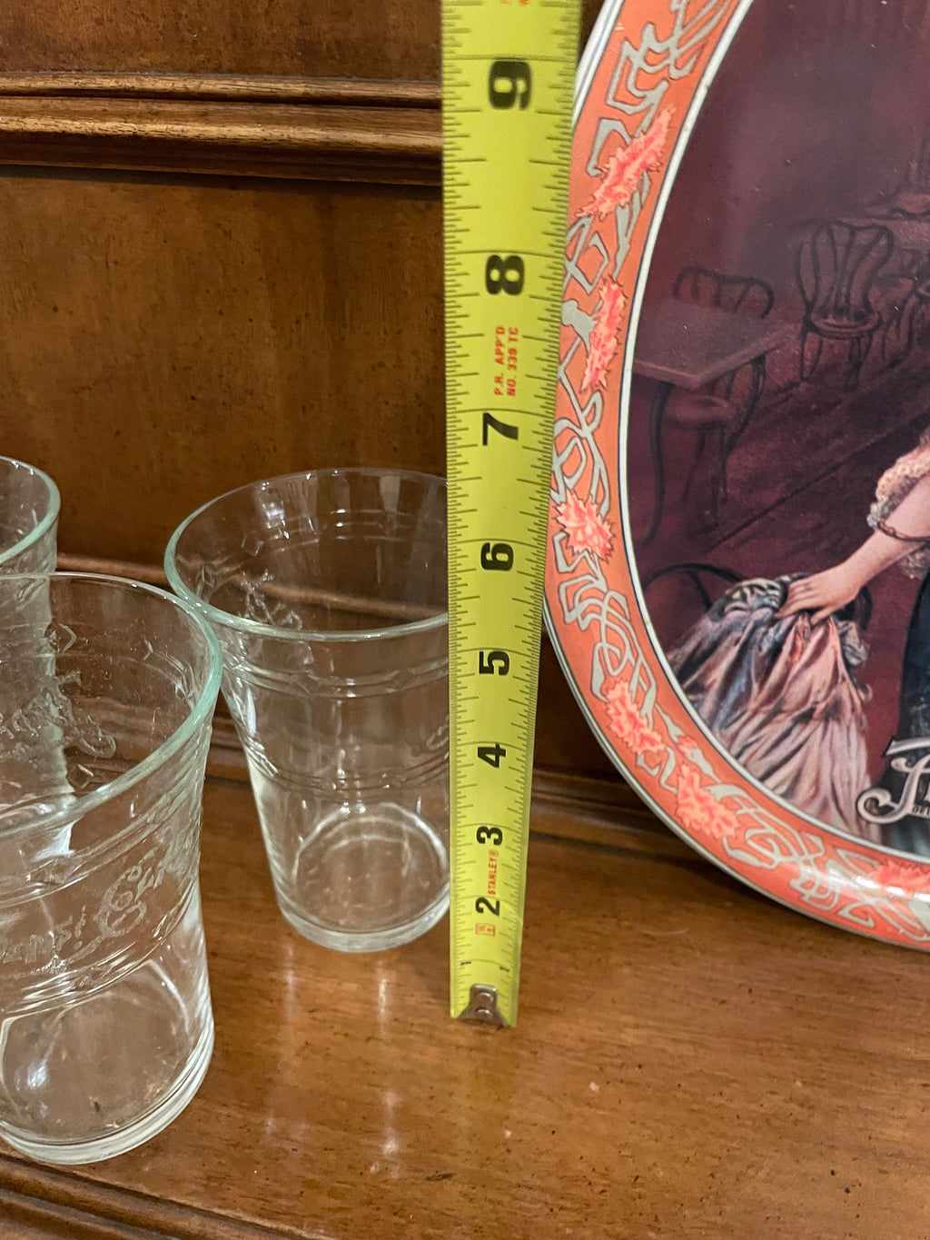 The Real Original Vintage Coco Cola Tray & Set of 6 Etched Glasses 1970s.Made in Usa