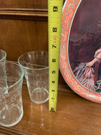 The Real Original Vintage Coco Cola Tray & Set of 6 Etched Glasses 1970s.Made in Usa