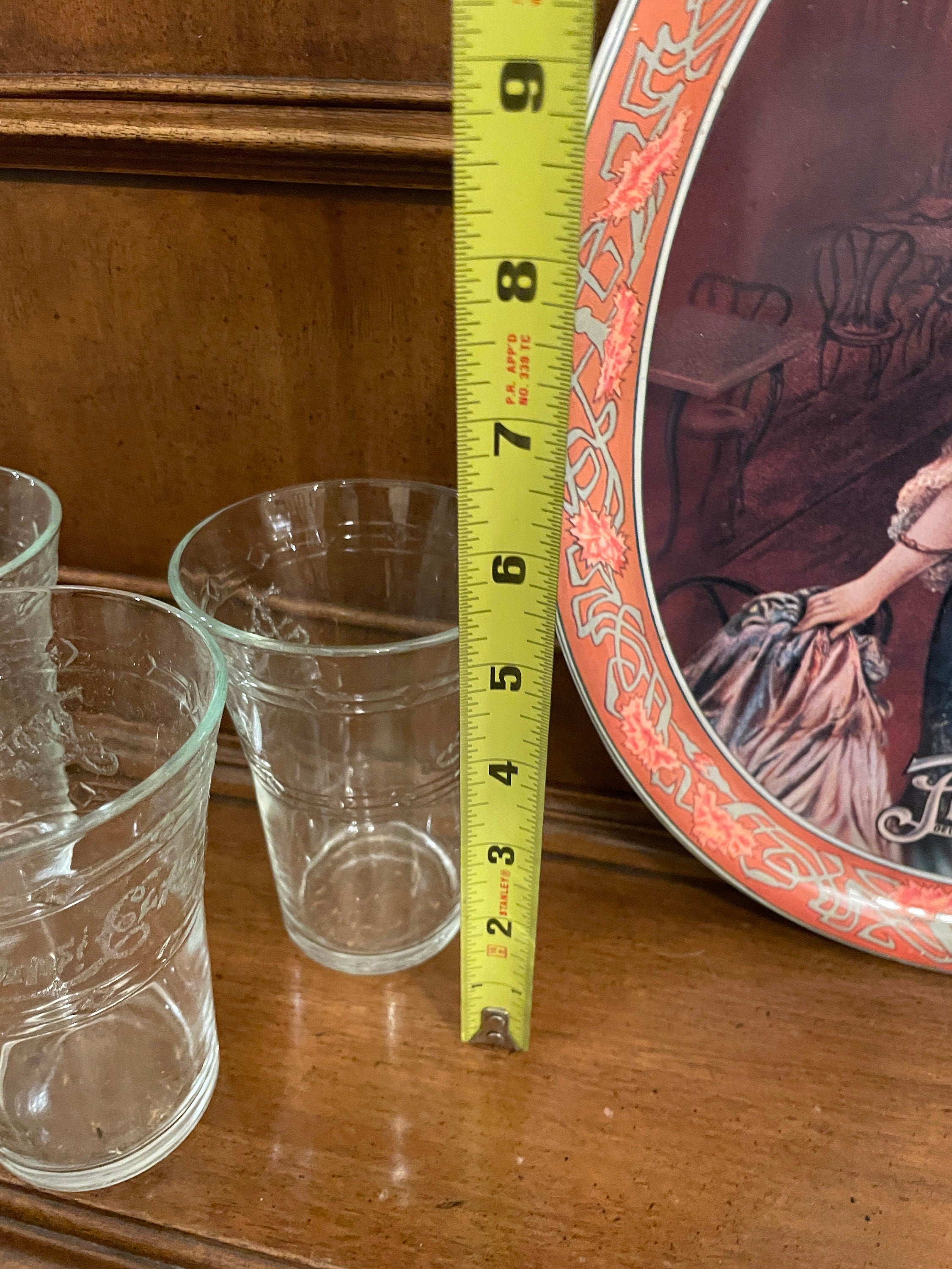The Real Original Vintage Coco Cola Tray & Set of 6 Etched Glasses 1970s.Made in Usa