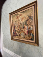 The Virgin Mary & Jesus Between Kings Old Print Picture Frame