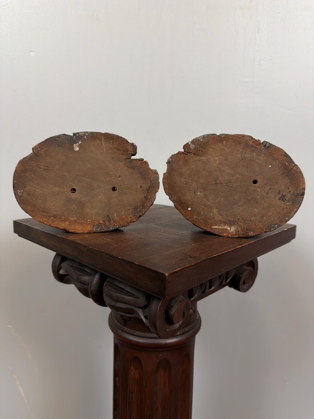 Antique Black Forest Hand Carved Bird Candlesticks Pair Oak Leaves Acorns Alpine Folk Art Wooden Candle Holders