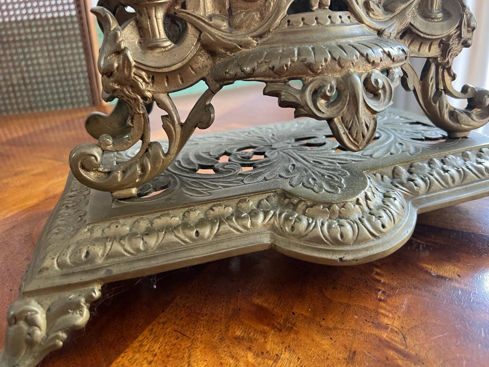 Antique French Brass Mantel Clock Rococo Style Decorative Piece Elegant Design Working Condition Statement Decor Collectible Treasure