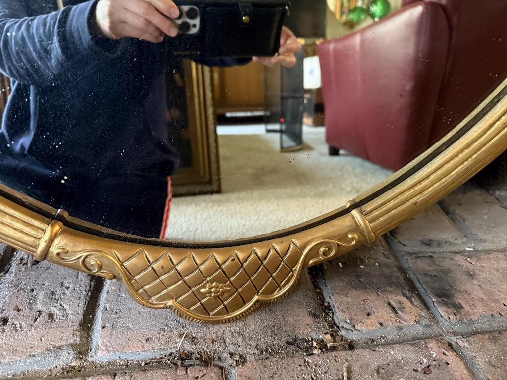 Vintage Oval Gold Ornate Mirror, Federal Style Wall Accent