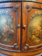 Antique French Marble Top Sideboard Hand Painted Panels Louis XV Style Painted Cabinet Elegant Drawers Luxurious Furniture Console Buffet