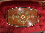 Vintage Inlaid Wood Tray: Damascus Geometric Star Mosaic Wall Hanging