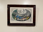 Antique Currier & Ives “The Soldier’s Dream of Home” 1860s Original Hand-Colored Lithograph Civil War Era Medium Folio, Antique Framed Print