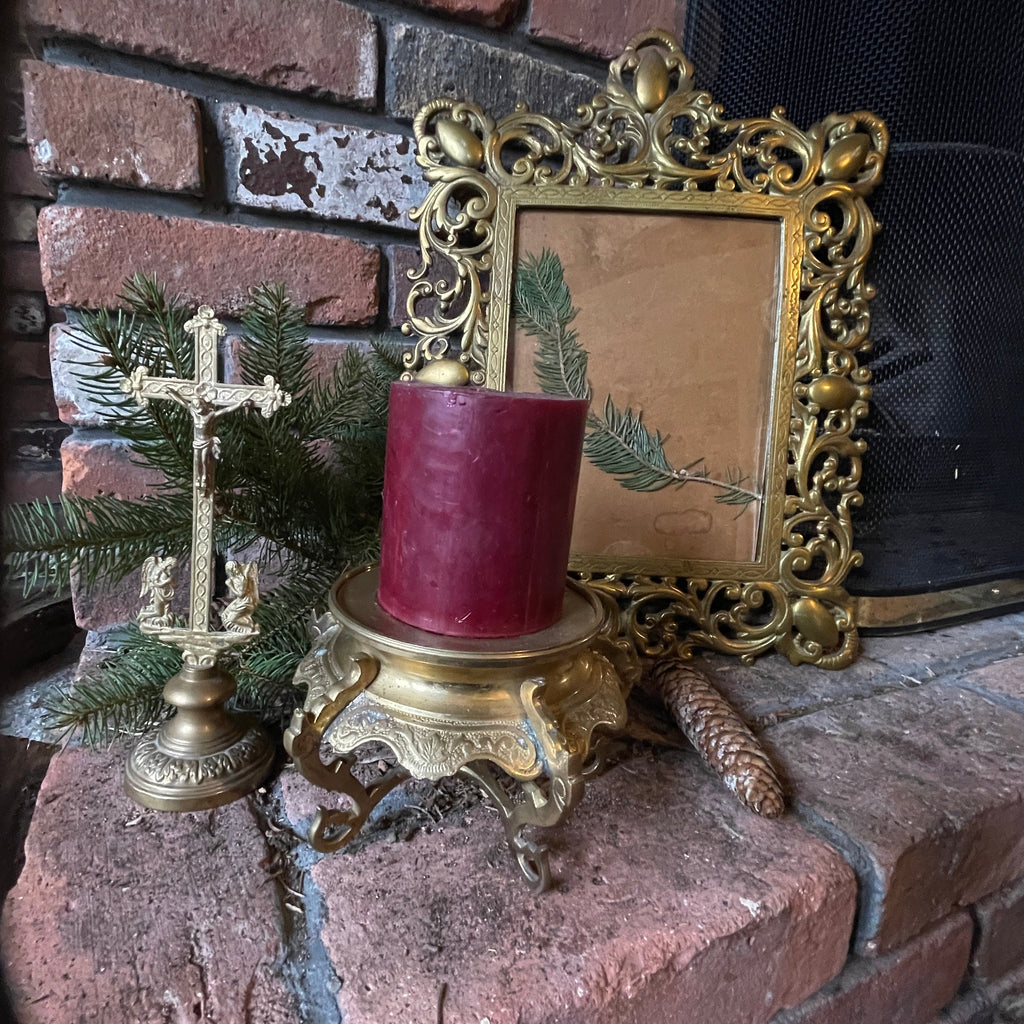 Vintage Victorian Style Gold Brass Pictures Frame with Easel Back 16"12"