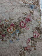 Oversized French Aubusson Style Needlepoint Rug, Floral Mansion Carpet, Shabby Chic Estate Decor