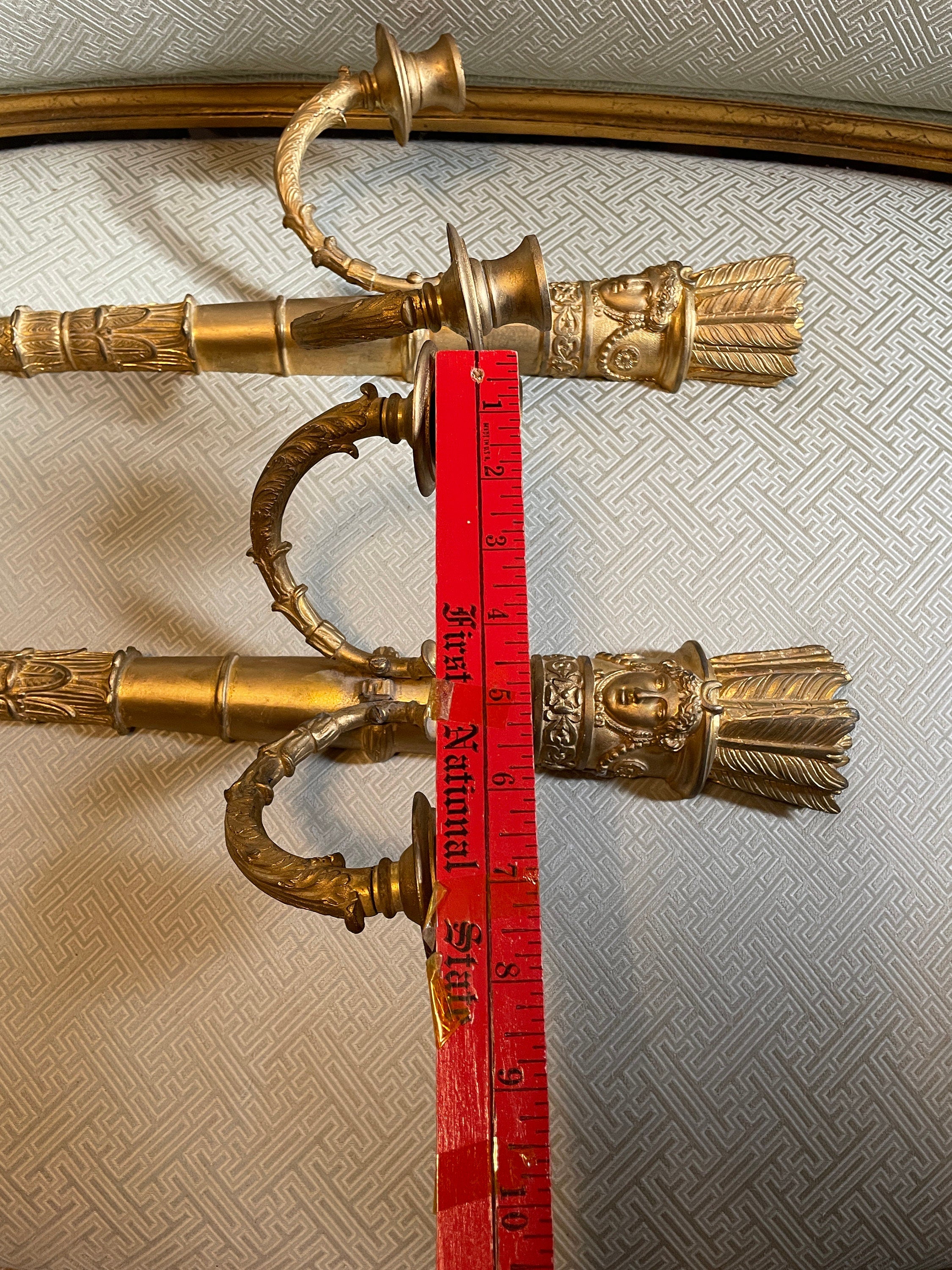 Pair Of Antique French Gilded Bronze Wall Sconces Neoclassical Style Candle Holders Elegant Wall Decor Vintage Lighting Statement Piece