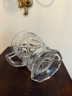 Vintage Clear Pressed Glass Drinkware Set with Mini Pitcher, Elegant Cut Glass Look Set of 8 Goblets & Small Jug Footed Glasses