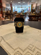 Vintage Southwestern Style Turquoise Cuff Bracelet Bone Inlay Silver Tone