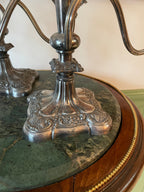 Antique Pair Silver Candelabra Five Arm Baroque Candle Holders Ornate Heavy Metal Candle Stand Classical Decoration Mantel Table Display