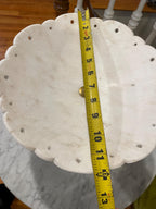 Antique White Marble Compote Centerpiece Pedestal Bowl Ornate Floral Gilt Brass Base French Victorian Table Decor Elegant Classic Accent