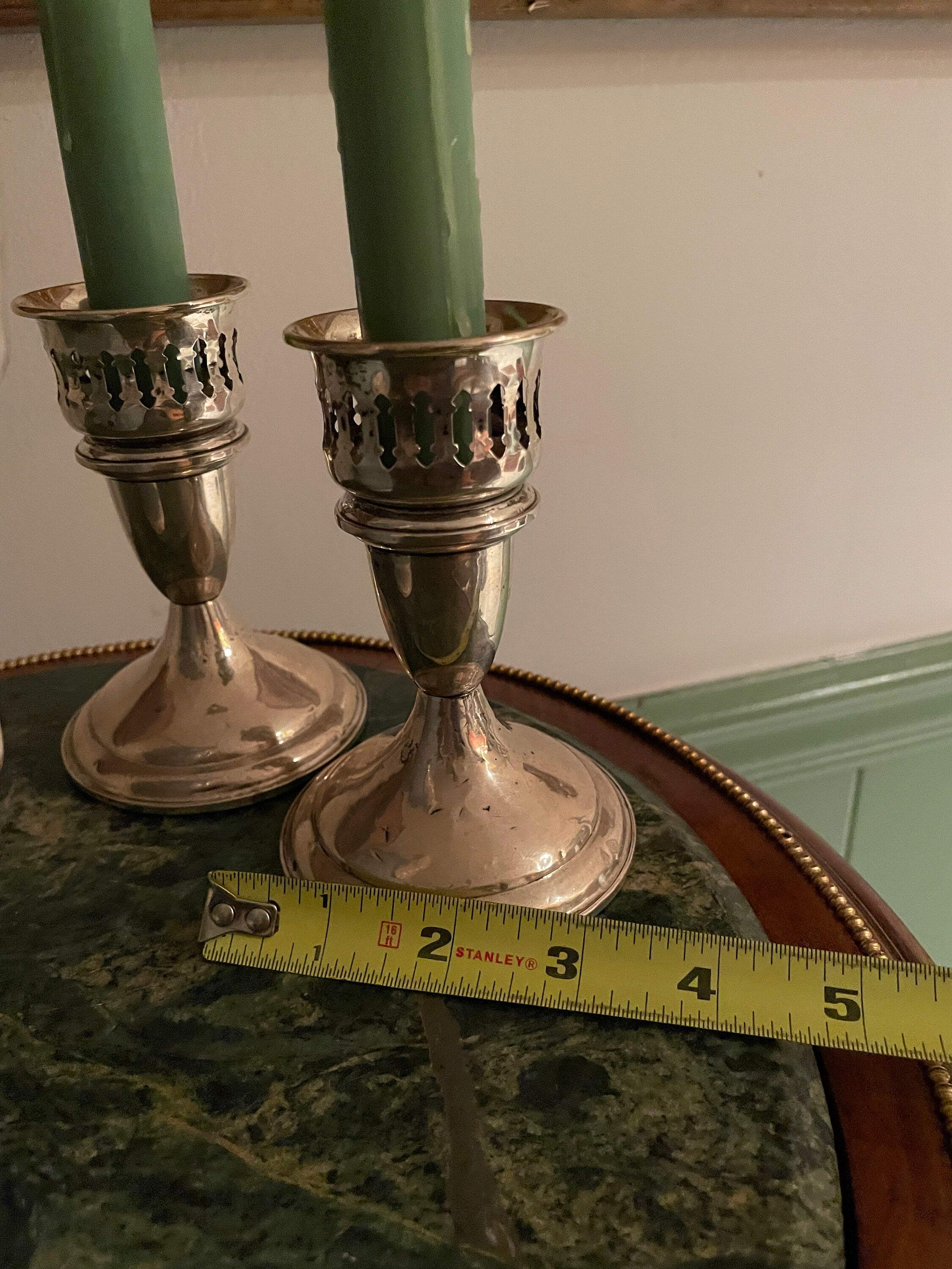 Vintage Silver Plated Candle Holders Pair With Floral Porcelain Pitcher Hand Painted Elegant Table Decoration Victorian Cottage Accent