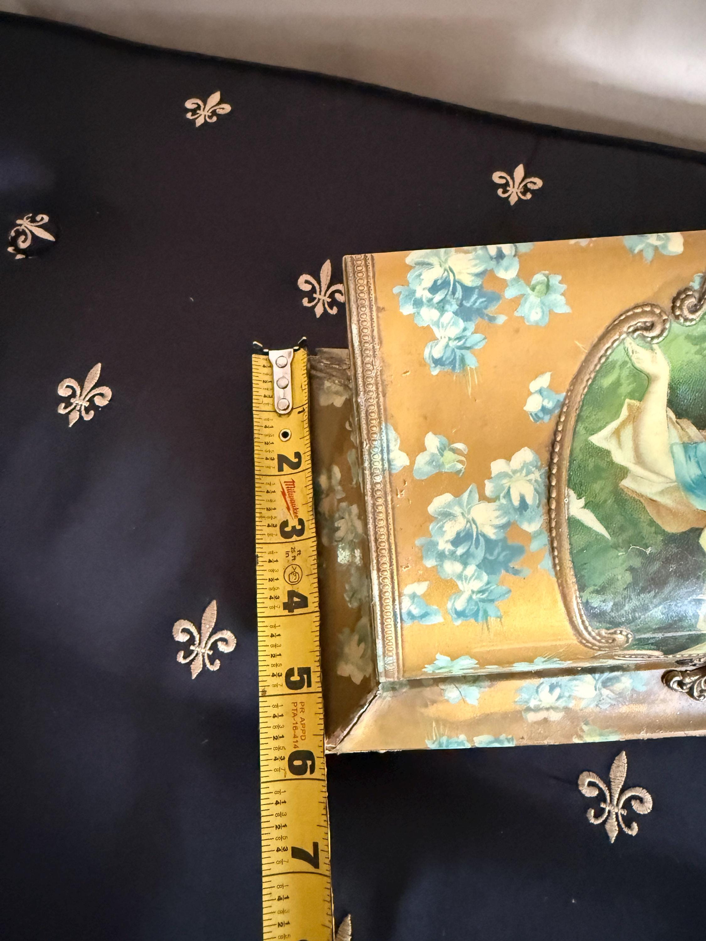 Antique Victorian Glove Box Lady Portrait Lithograph Floral Design Jewelry Storage Box 19th Century Collectible Jewelry Box Vanity Box