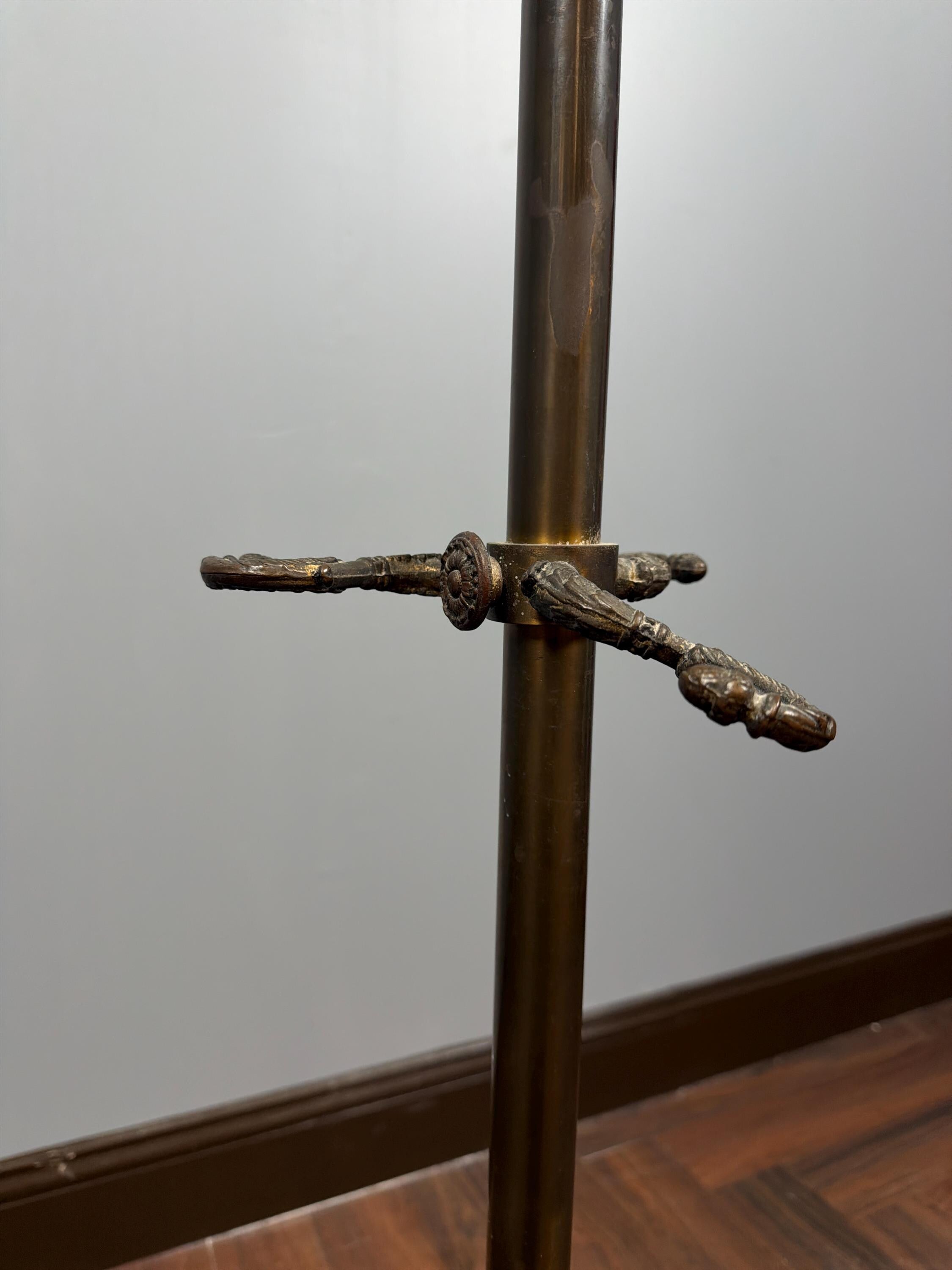 Antique Brass Rococo Revival Coat Stand | Ornate Victorian Entry Hall Tree