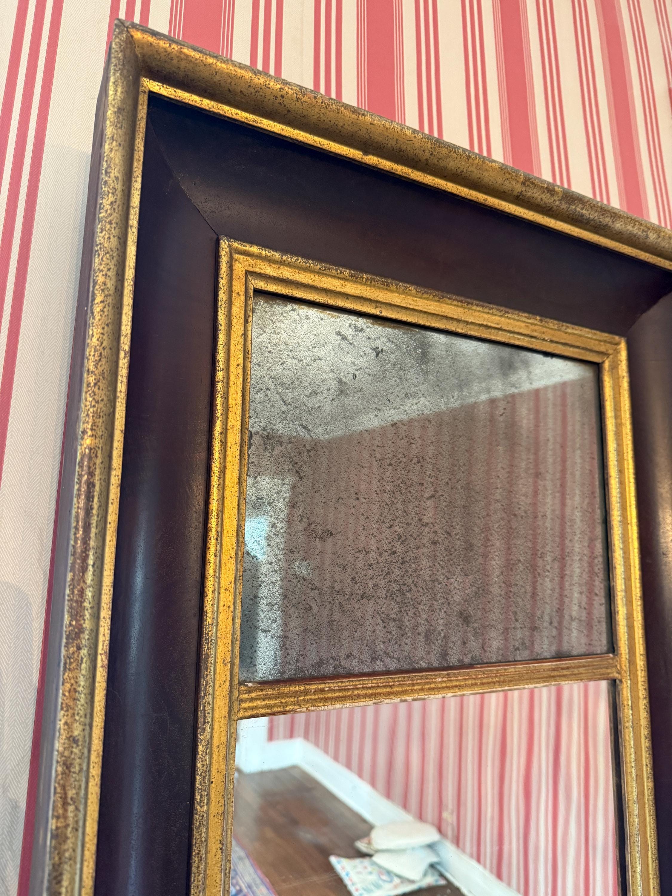 Antique Gilded Mirror Aged Patina Smoky Blurry Glass 19th Mirror Mercury Glass Federal Style Rustic Distressed Frame Early American Decor