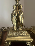 Antique Pair Candlestick Holders Elegant Figurine Design Victorian Style Decorative Accent Pieces Mantel Table Shelf Display Home Decoration